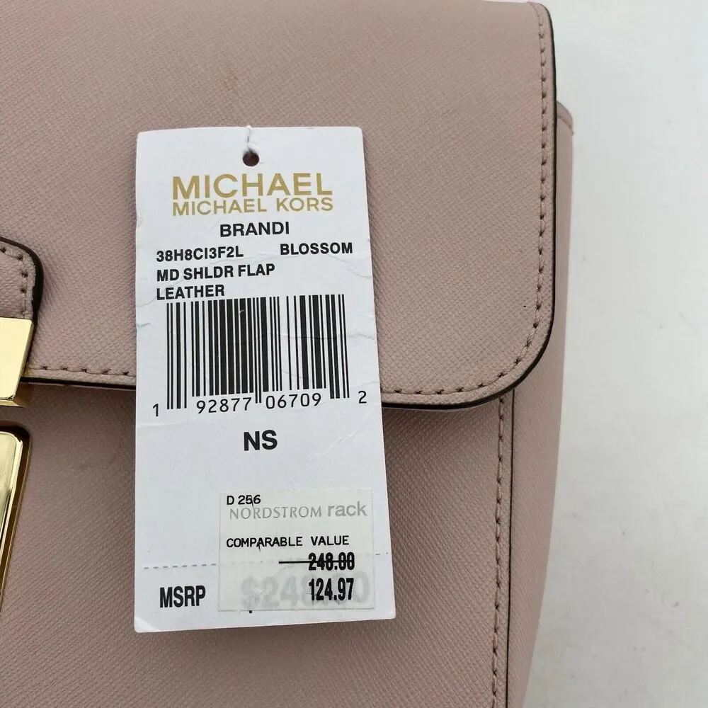 Michael Kors Brandi Leather Shoulder Bag Pink Gold Chain Strap New With Tags - Picture 10 of 10